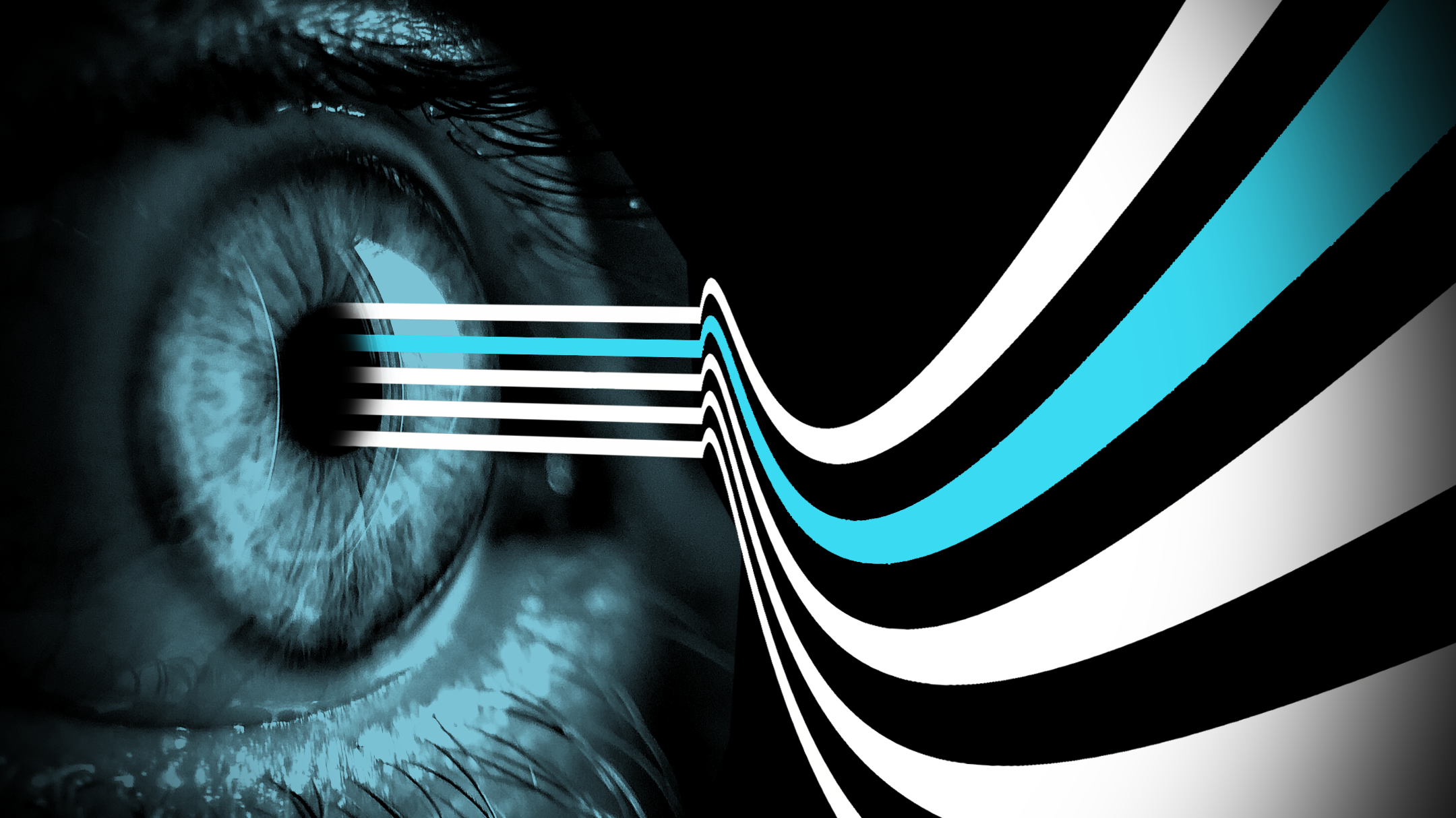 Bilder fliegen durch ein Auge