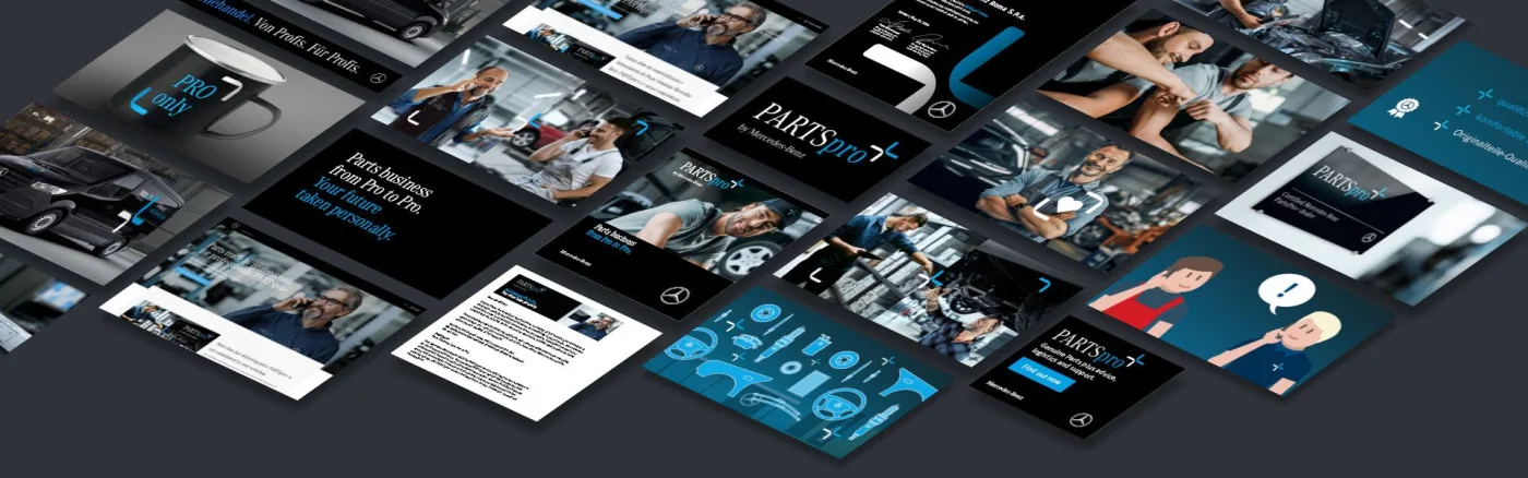 Komplette Vorteilskommunikation von Mercedes-Benz PARTSpro+ als breite mediale Unterstützung für die Retailer. <a href="https://dart.work/projekte/parts-pro-plus-teilehandel" target="_blank">Komplettes Projekt hier anschauen.</a>