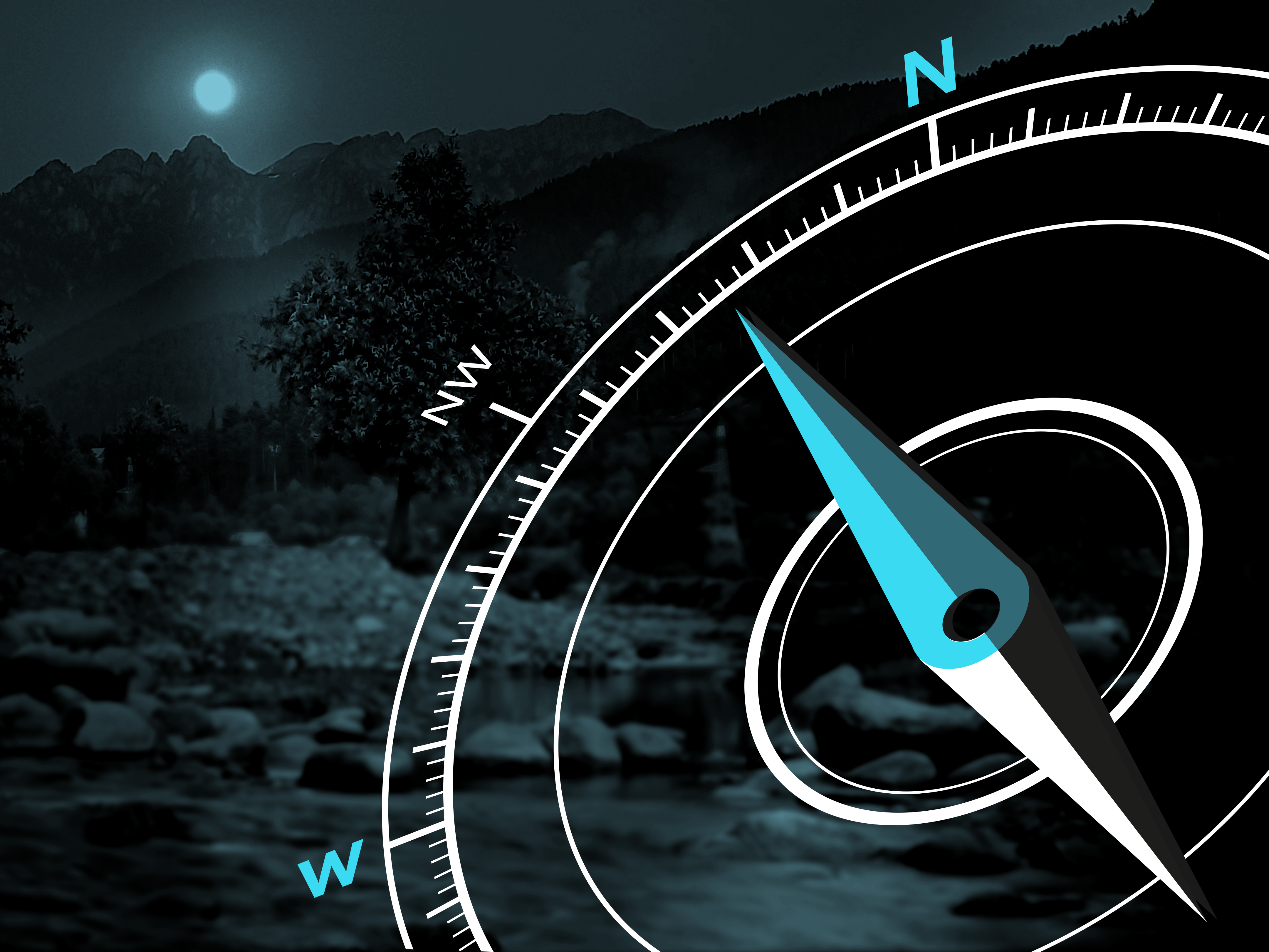 Schachfiguren in 3 Farben stehen auf einem Schachbrettmuster verteilt