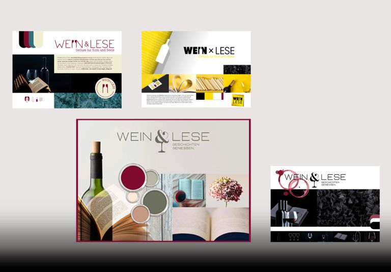 Moodboard mit verschiedenen Branding-Entwürfen für 