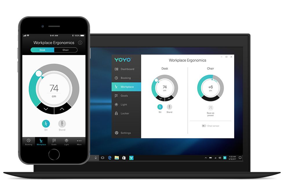 Laptop und iPhone mit YOYO Desksharing App